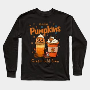 Pumpkin cream cold brew funny halloween Long Sleeve T-Shirt